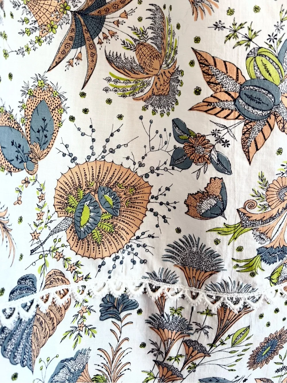 Vintage 70’s Handmade Half Apron Botanical Kitsch